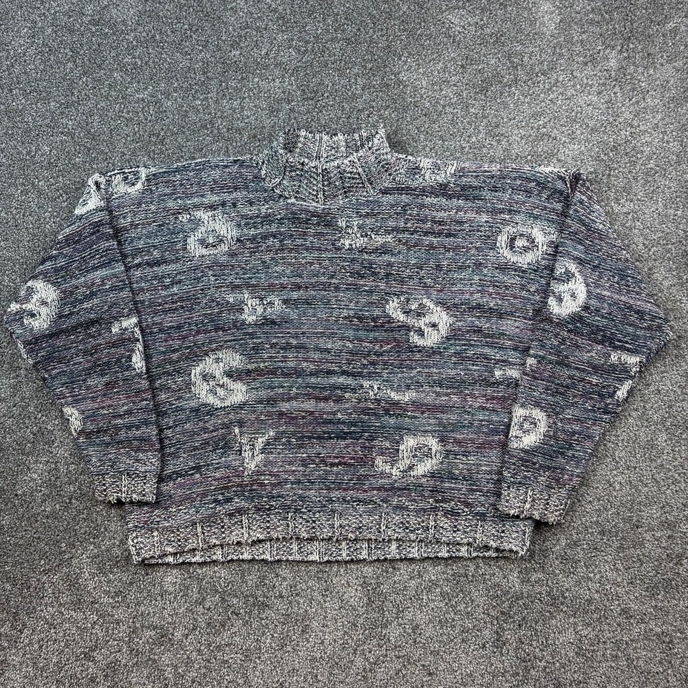 Vintage David Brett Aztec Sweater Women's XL Multicolor Mock Neck Abstract‎ Knit